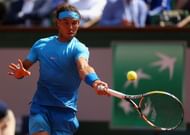 Rafael Nadal hits a forehand at Roland Garros 2015